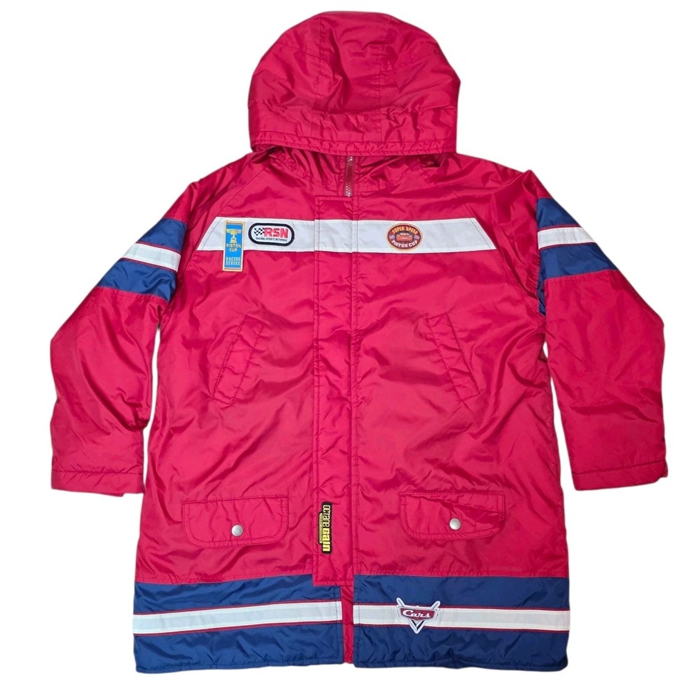 Lightning McQueen Disney Cars Jacket Boys 7 8 Red Hooded Coat